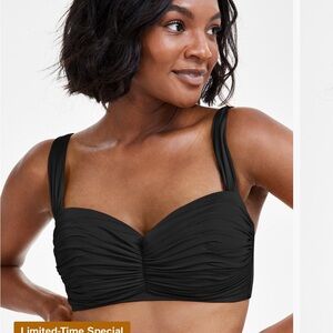 Bleu Rod Beattie Shirred Bandeau Bikini Top, Size 38D